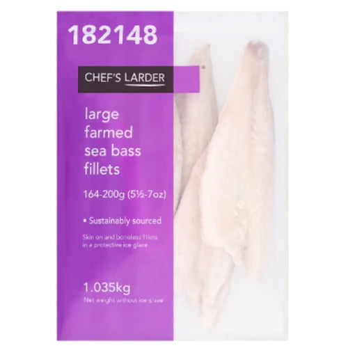 Chef larder large farmed sea bass fillets 1kg